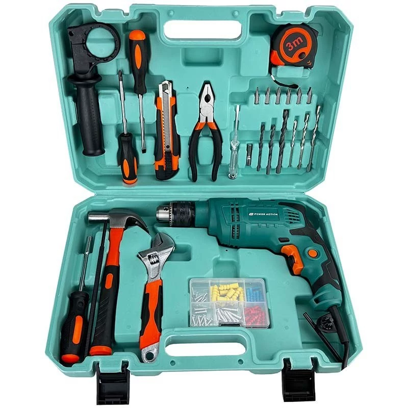 کیت دریل چکشی و متعلقات 28 پارچه پاوراکشن مدل ID750-B